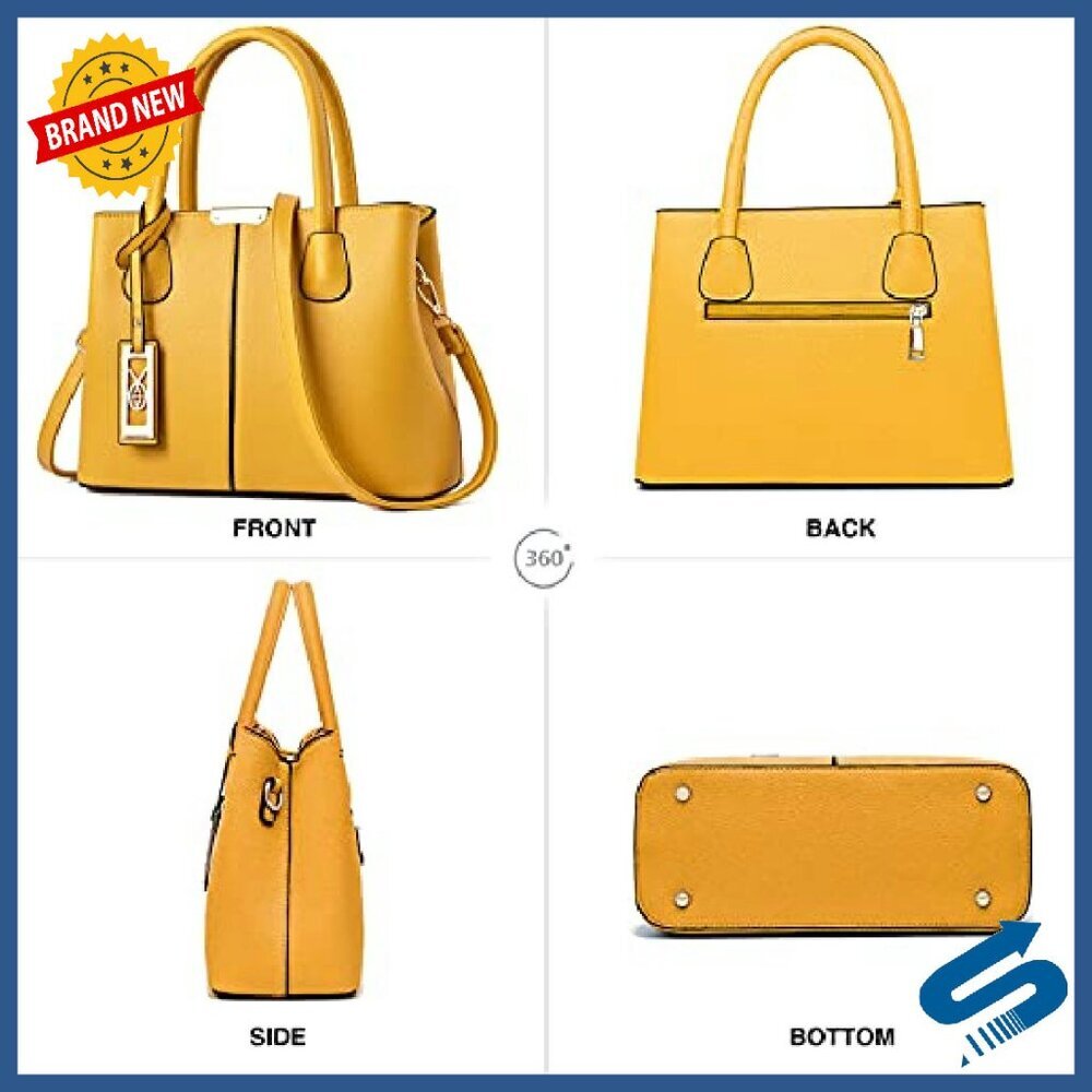 Leather Tote Crossbody Shoulder Bag with Adjustable Strap & Multiple Pockets - Picture 4 of 8